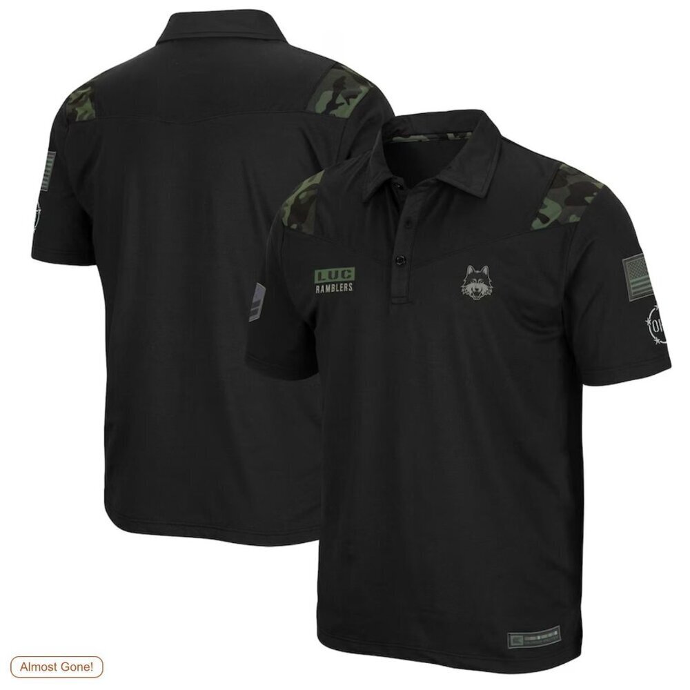 Colosseum Black Loyola AUBURN Tigers OHT Military Appreciation Sierra Polo Shirt
